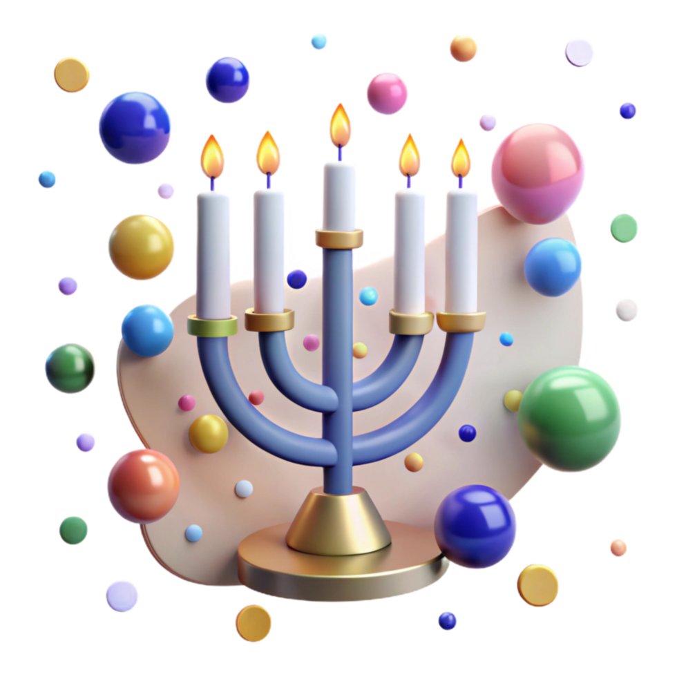 stunning rustic Hanukkah Menorah Nine Candles Lit Transparent Background premium png