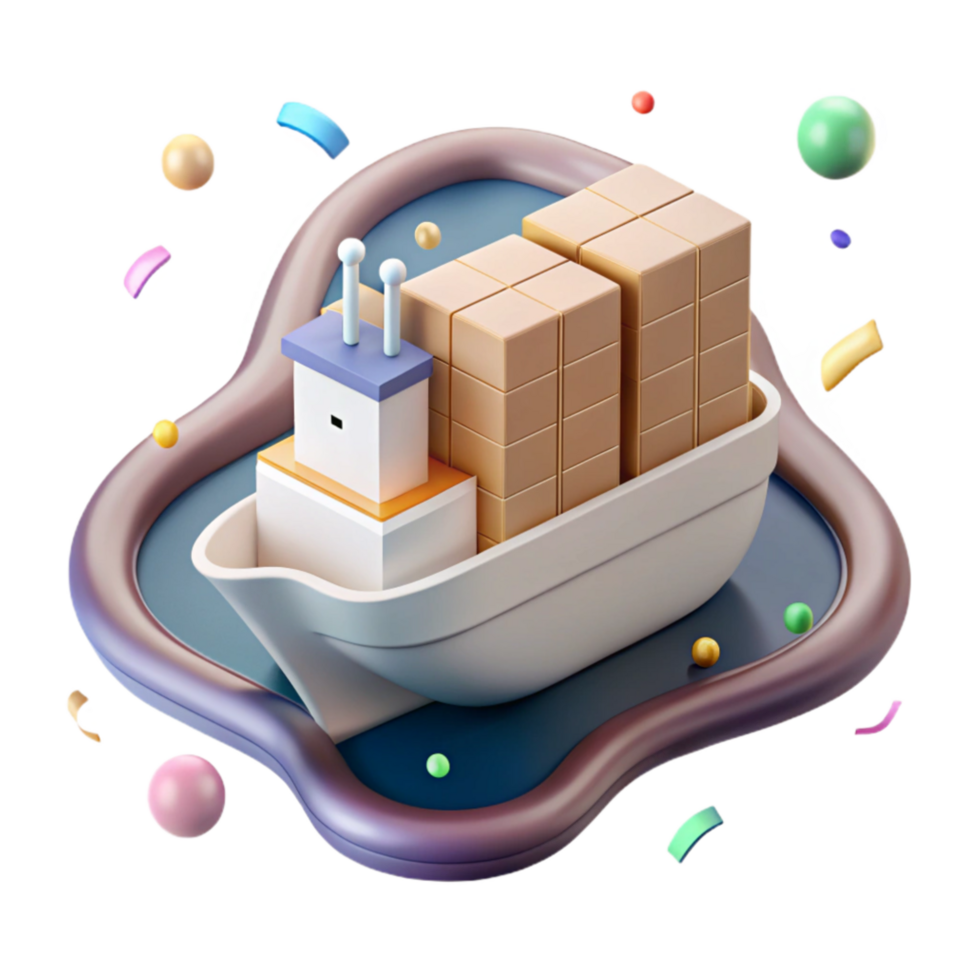 extraordinary artistic Minimalist Cargo Ship Icon Isolated exclusive png