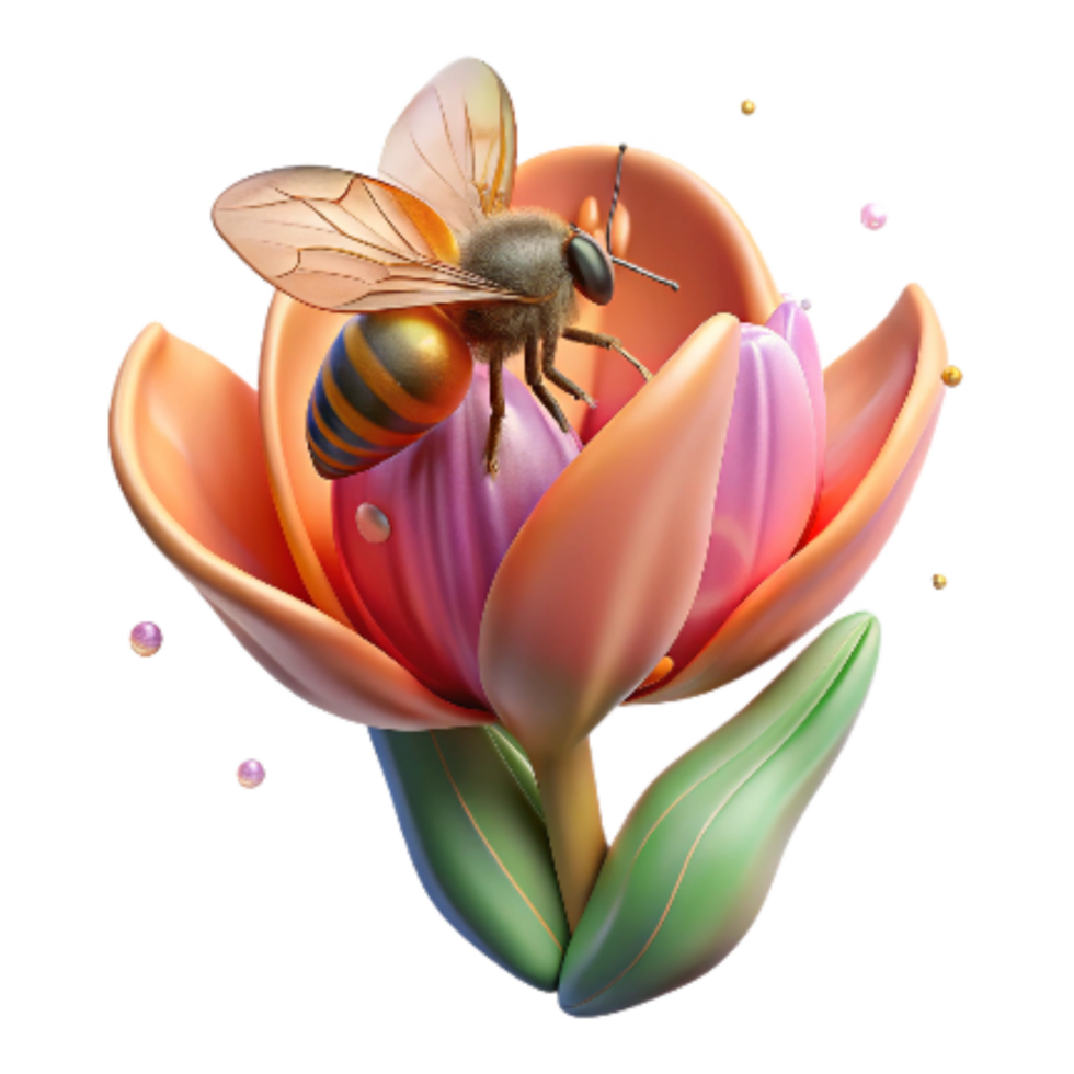 impressive rustic Honeybee Gathering Nectar From Bluebell Transparent Background detailed png