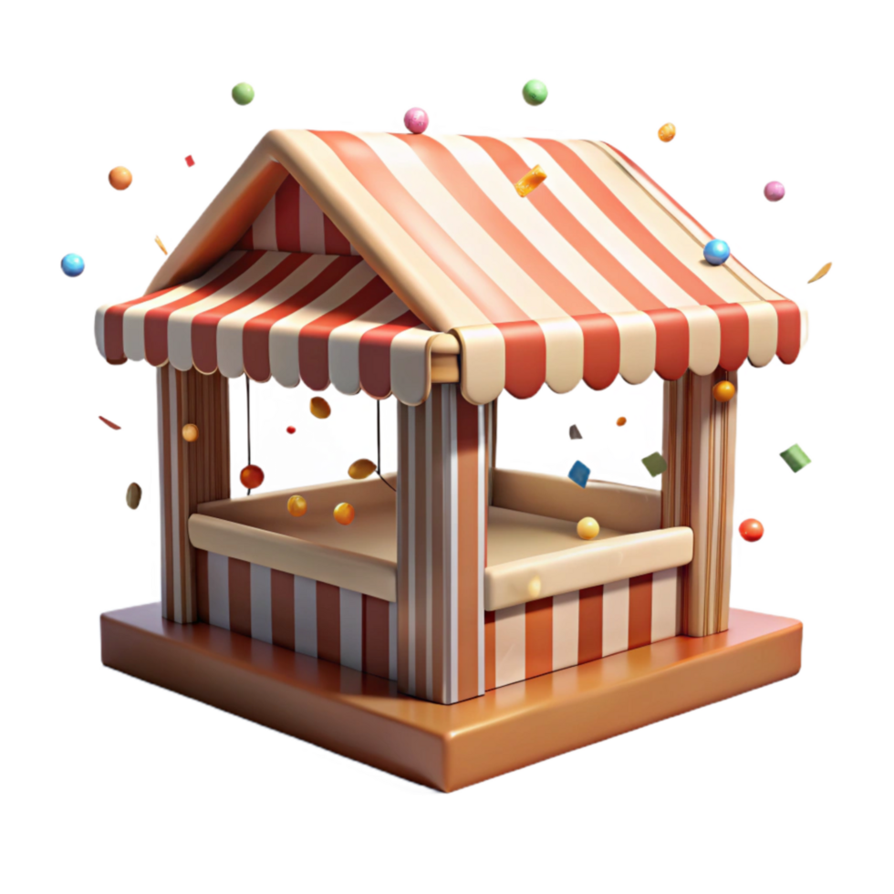 beautiful rustic Local Farmers Market Tent Striped Awning Cutout high quality png