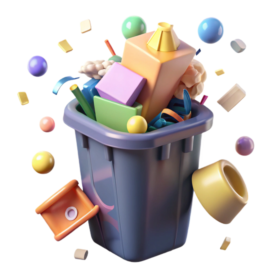 dramatic modern Recycling Bin Overflowing with Plastic Transparent Background genuine png
