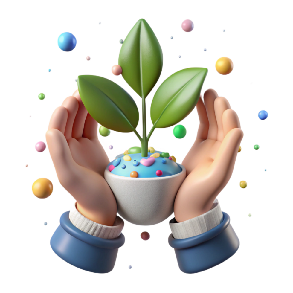 beautiful abstract Hands Protecting Small Plant Soft Lighting Isolated detailed png