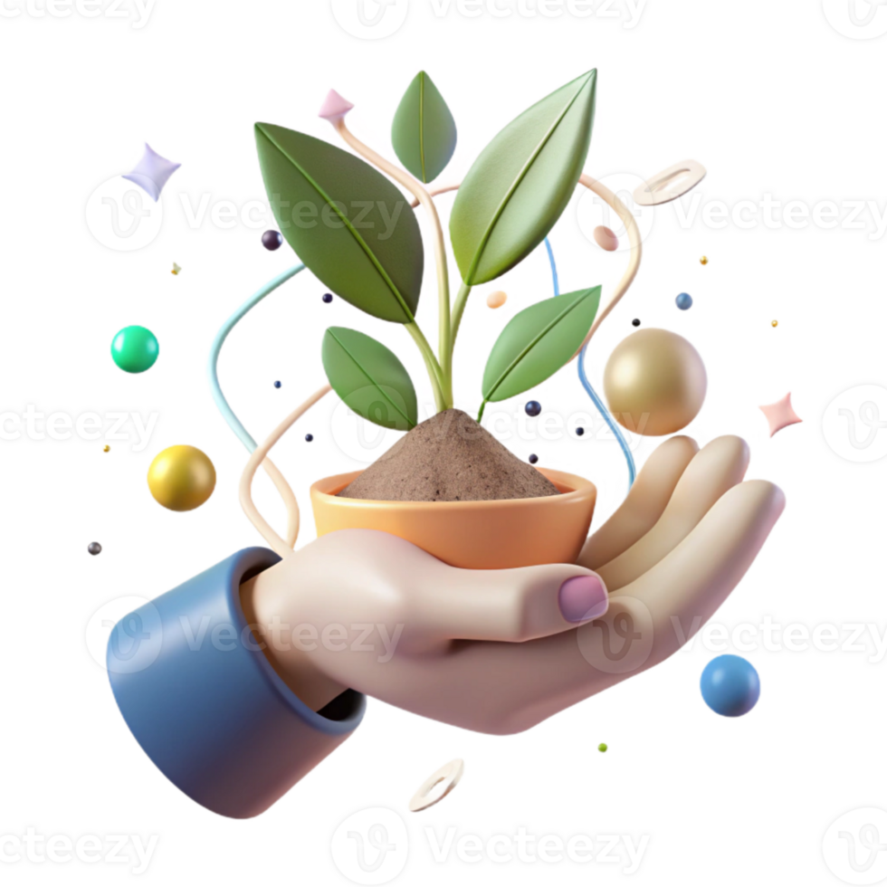 magnificent rustic Hand Holding Seedling Cutout with Delicate Leaves png