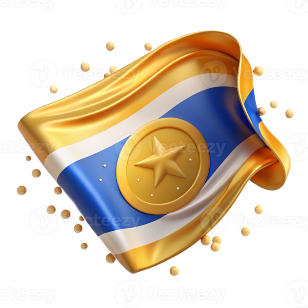 dramatic abstract National Flag Emblem Isolated with Metallic Sheen authentic png