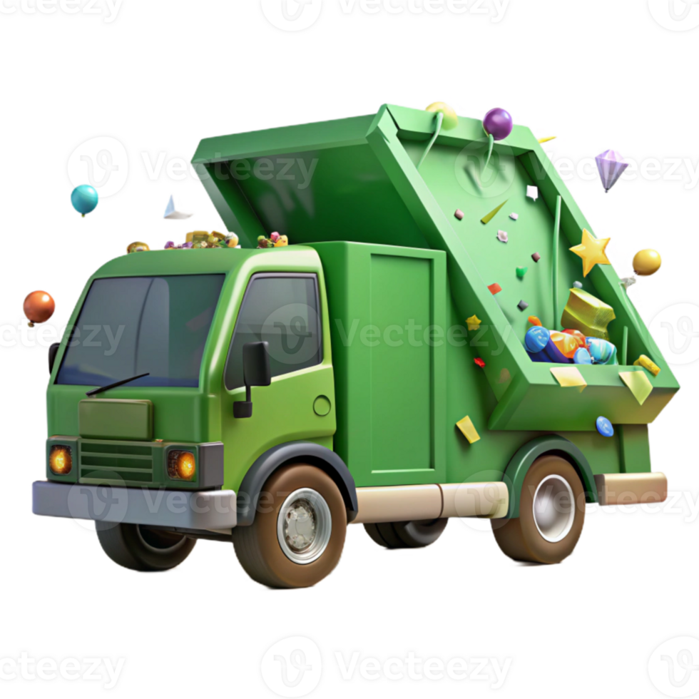 beautiful contemporary Recycling Truck Side View Isolated Cutout high quality png