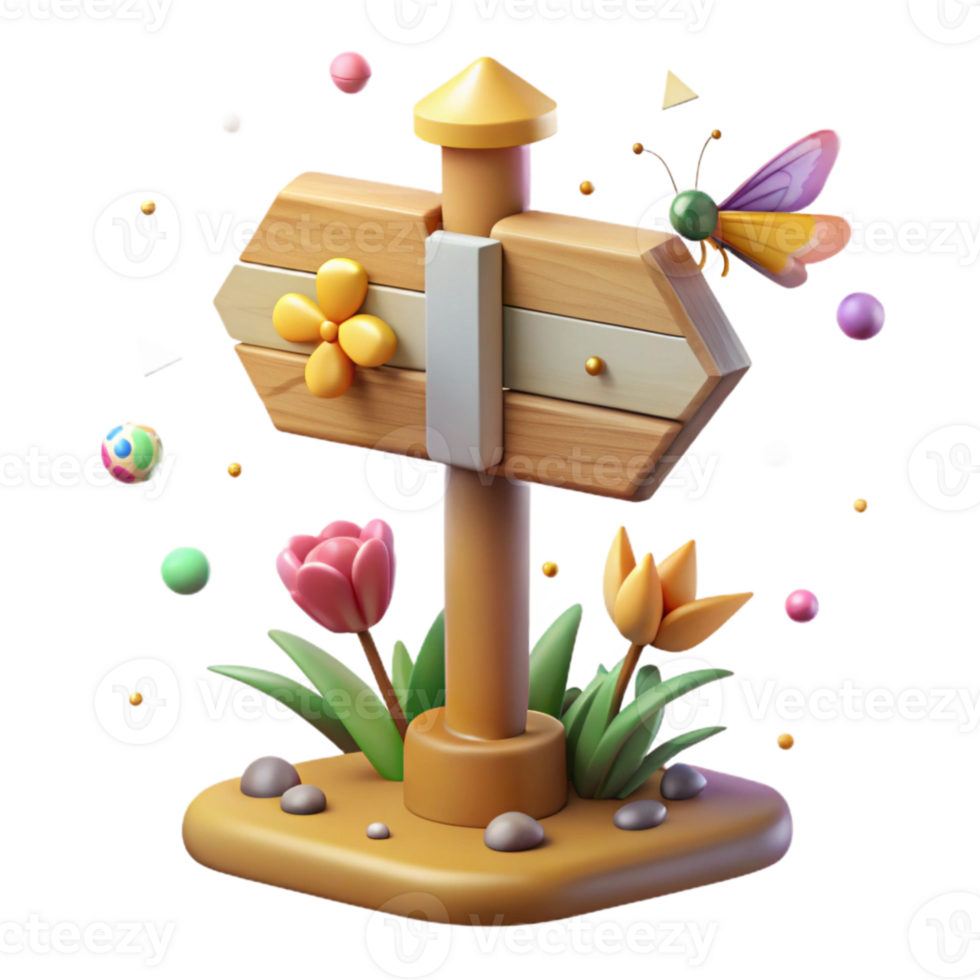 dramatic minimalist Pollinator Garden Signpost Isolated Cutout genuine png