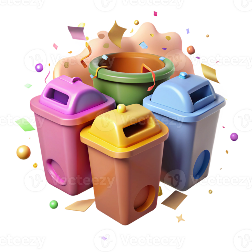 wonderful vintage Recycling Bins Color Coded Transparent Background exclusive png