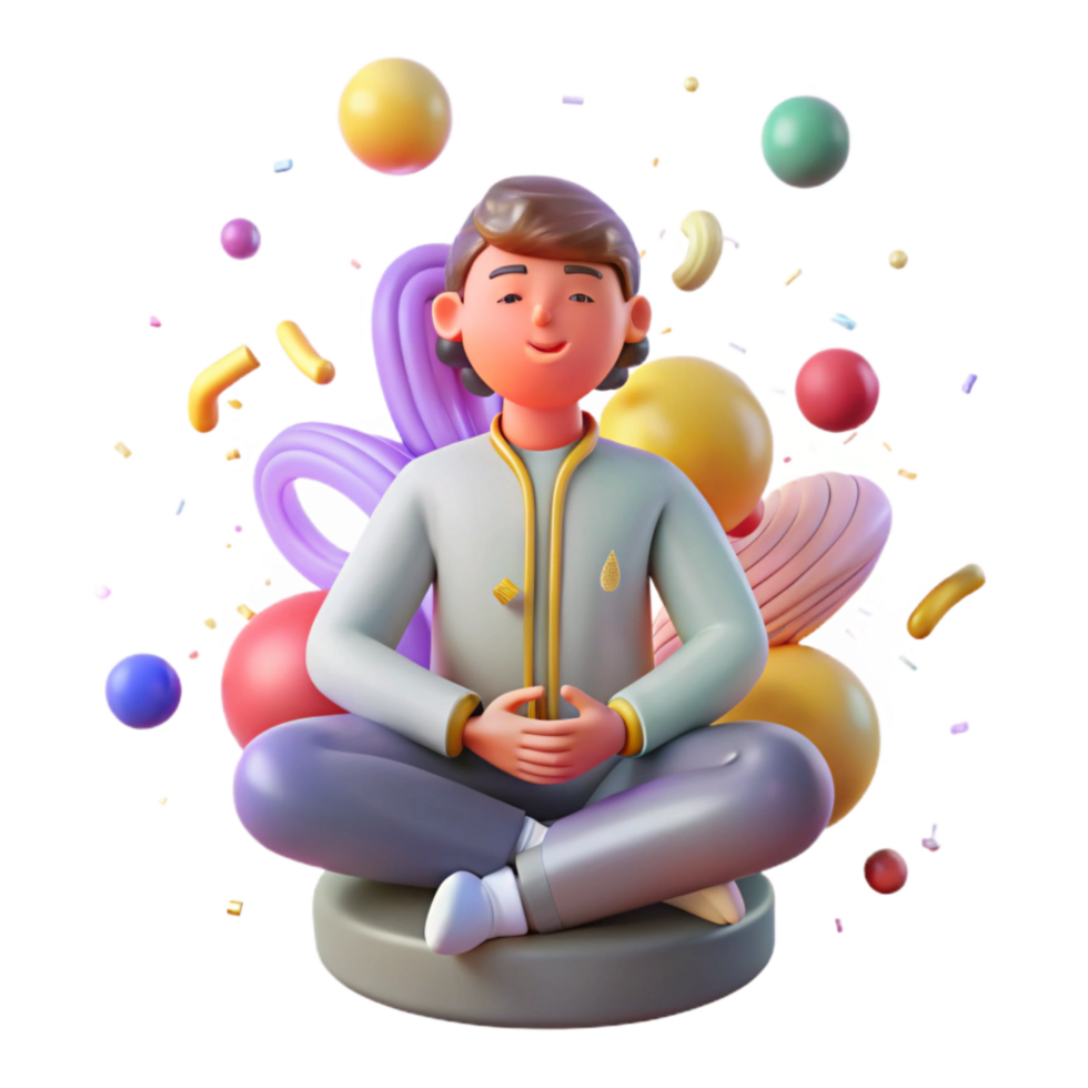 serene minimalist Person Meditating in Noisy Environment Isolated original png