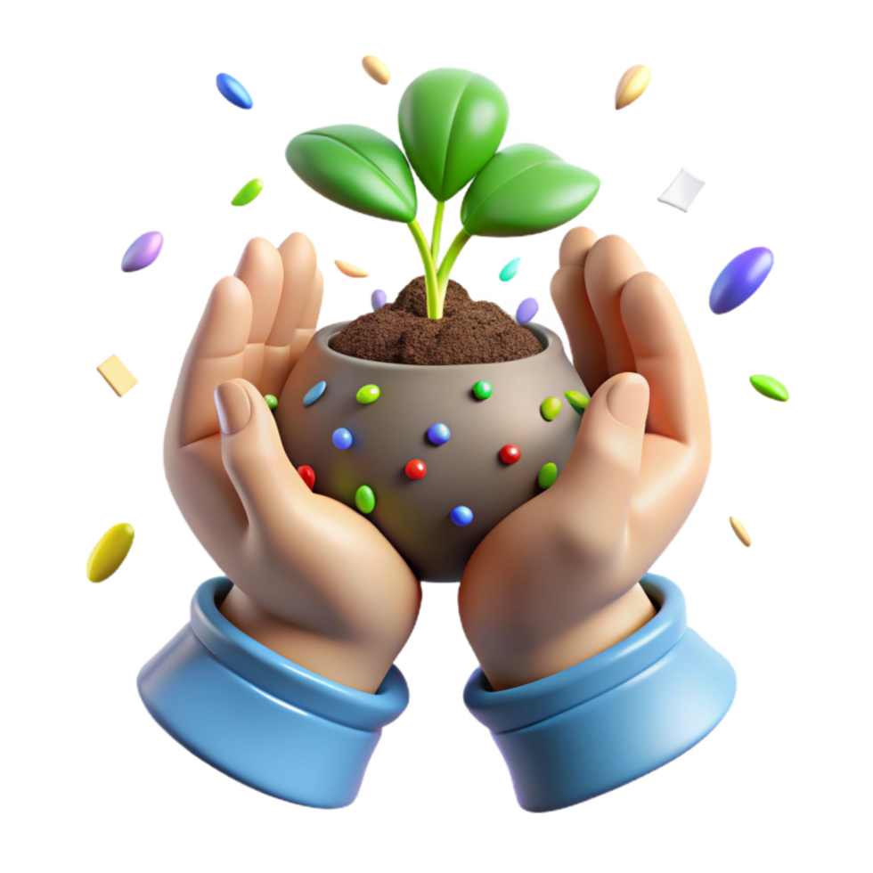 magnificent artistic Hands Holding Seedling Ready to Plant Transparent Cutout high quality png