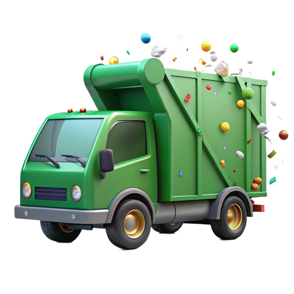 beautiful minimalist Recycling Truck Side View Isolated Cutout exclusive png
