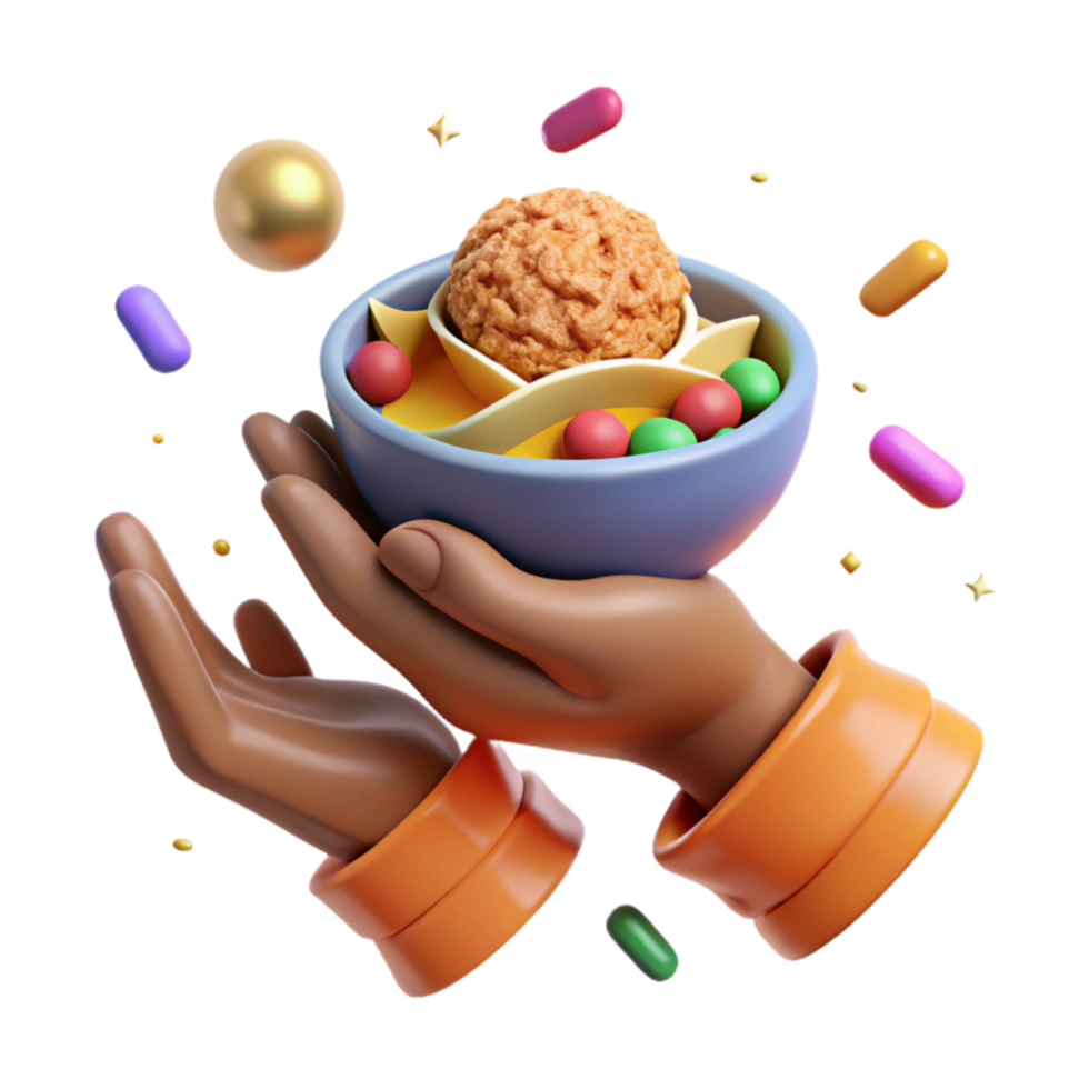 extraordinary creative Helping Hand Offering Food Compassionate Gesture Isolated premium png