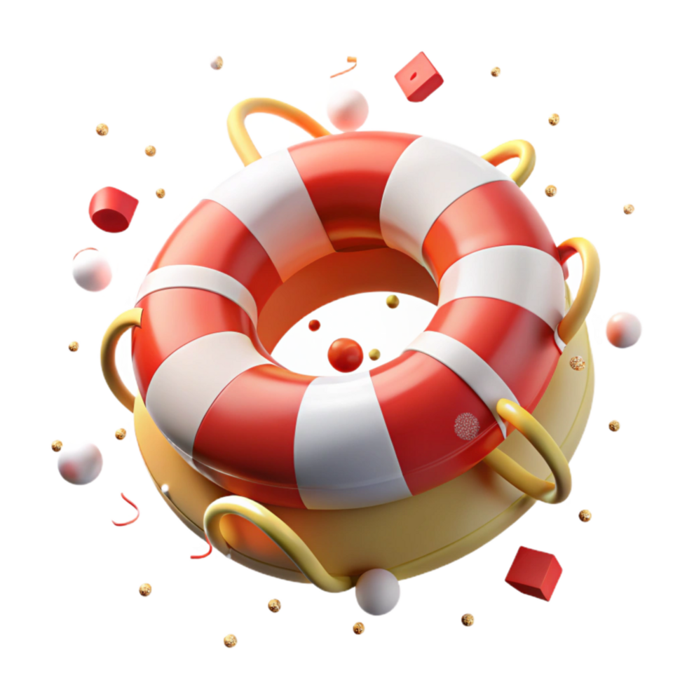 dramatic minimalist Life Preserver Isolated Element Red and White Stripes premium png