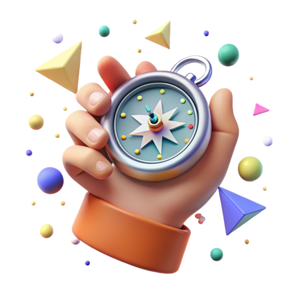 elegant vintage Hand Holding Compass Navigating Isolated original png