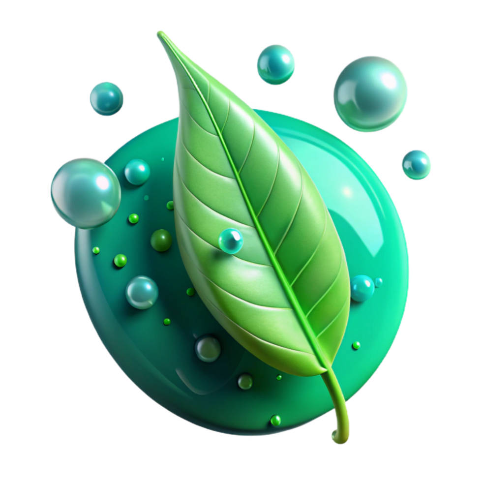 beautiful rustic Green Leaf with Water Droplets Isolated on Transparent Background exclusive png