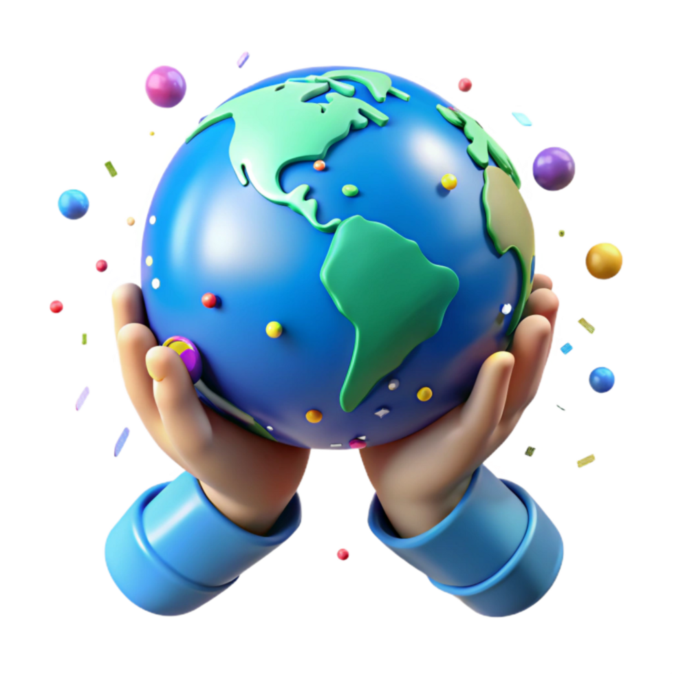 extraordinary traditional Hands Holding Earth Globe Green Continents Transparent Background professional png