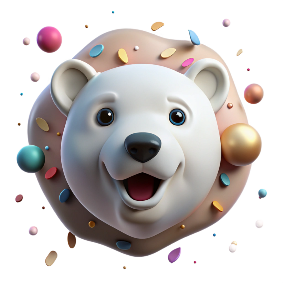 impressive classic Polar Bear Face with Concerned Expression Isolated detailed png