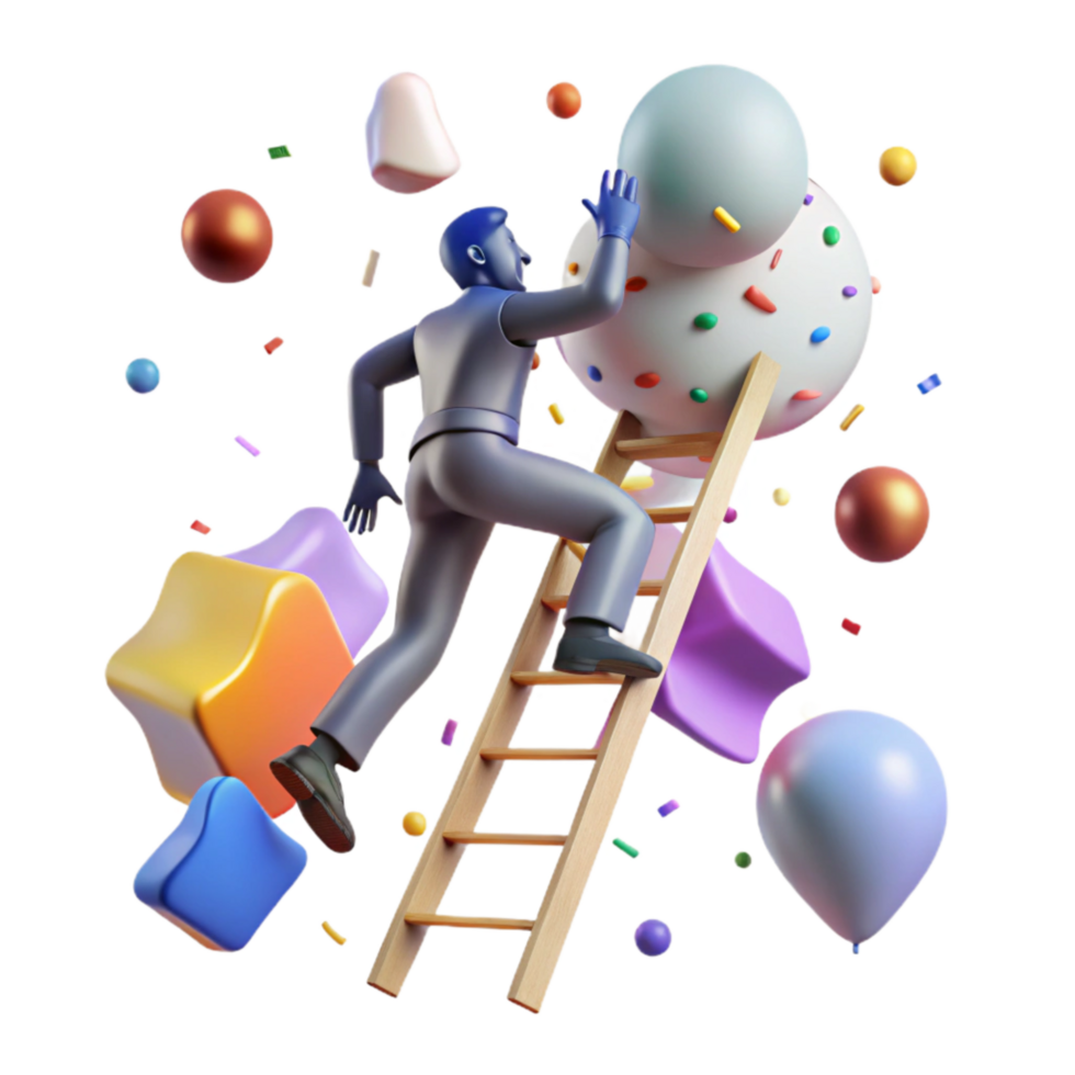 dramatic abstract Person Climbing Ladder Silhouette Cutout high quality png