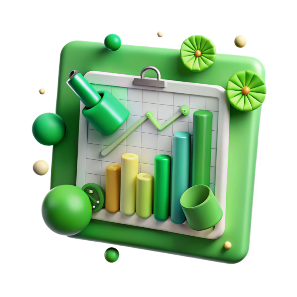 magnificent rustic Green Technology Investment Chart Transparent Background with Financial Data exclusive png