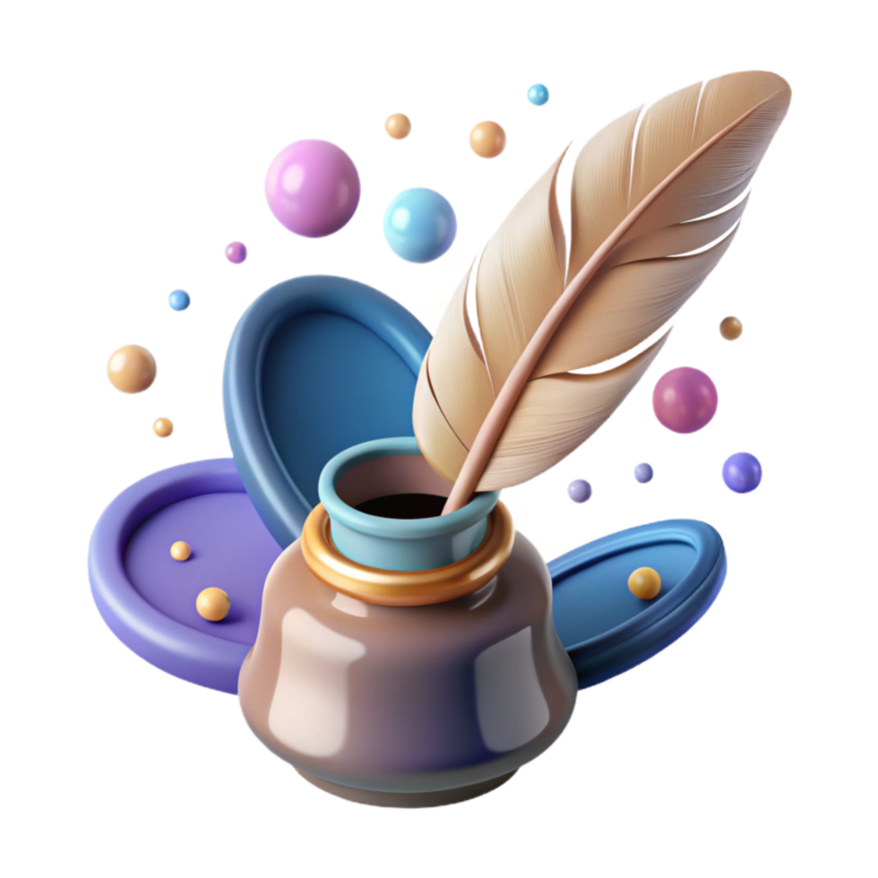 beautiful modern Preserving Information Quill and Inkwell Cutout professional png