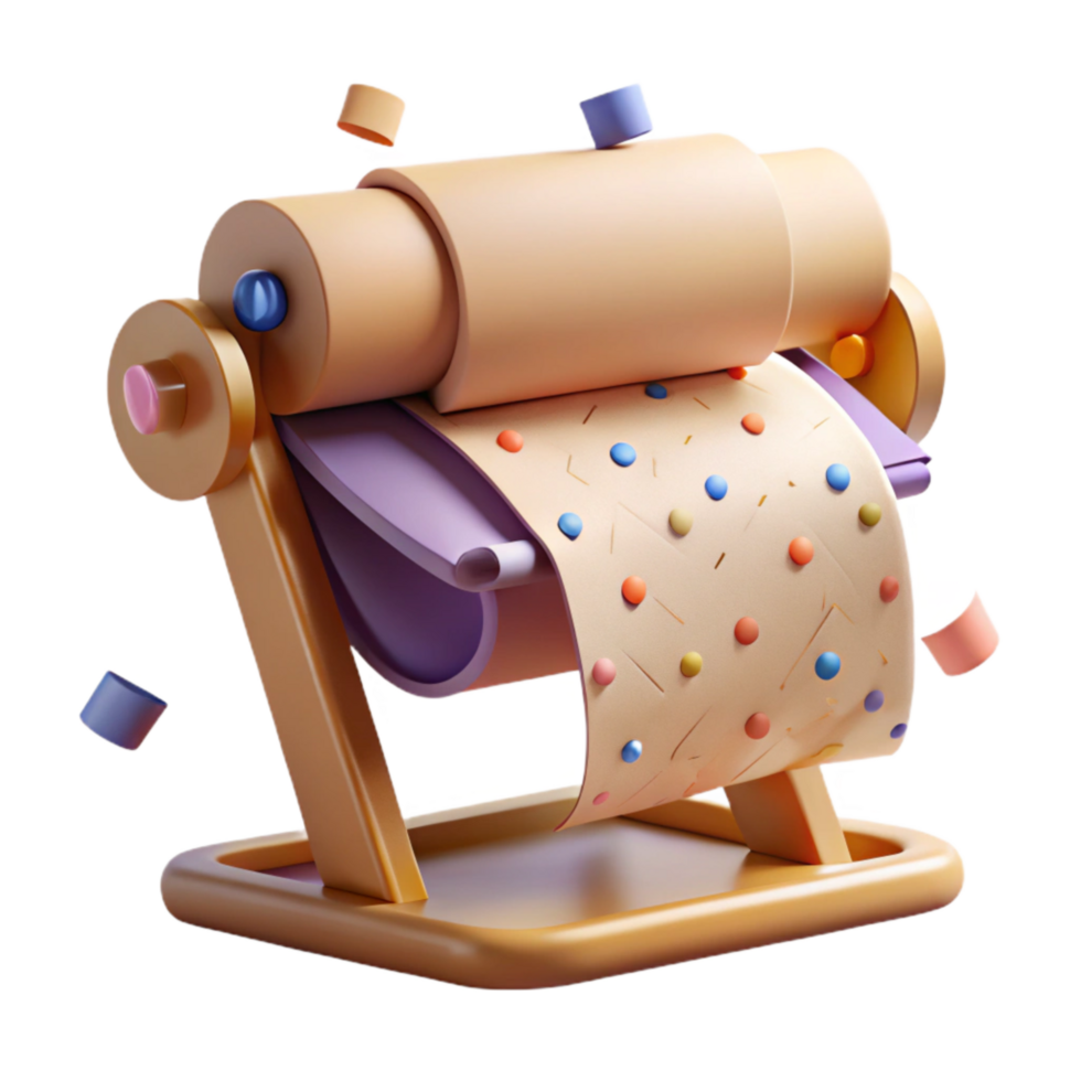 vibrant vintage Paper Roll on Stand Side Angle Cutout premium png