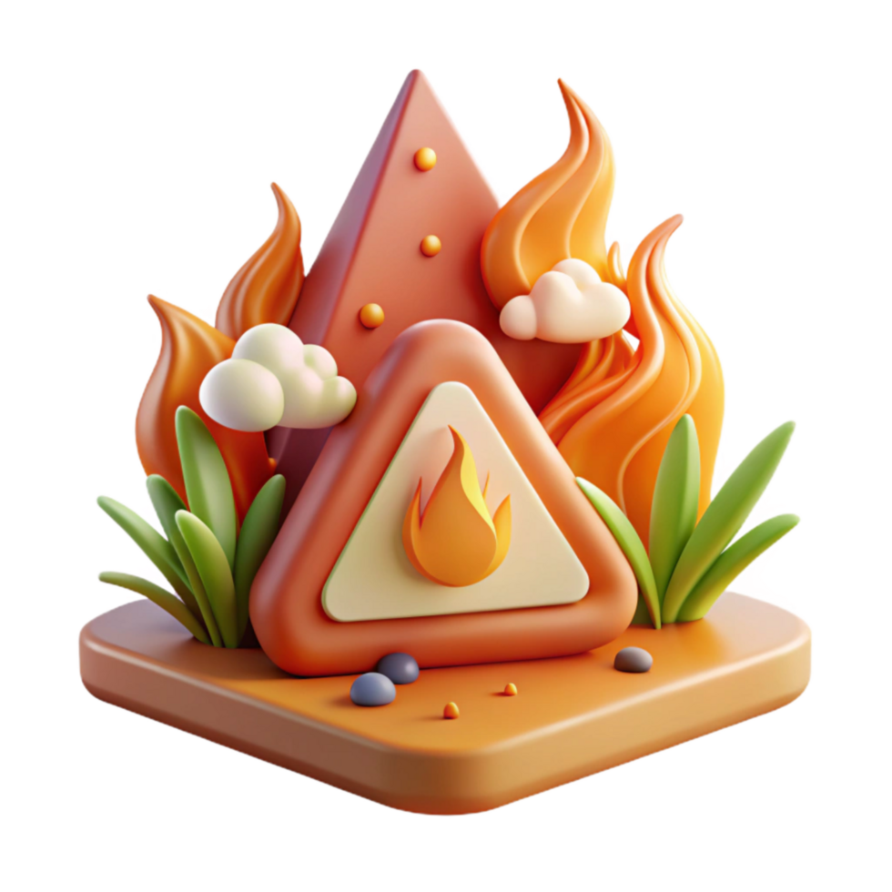 vibrant contemporary Grassland Fire Warning Sign Cutout with Bold Graphics original png