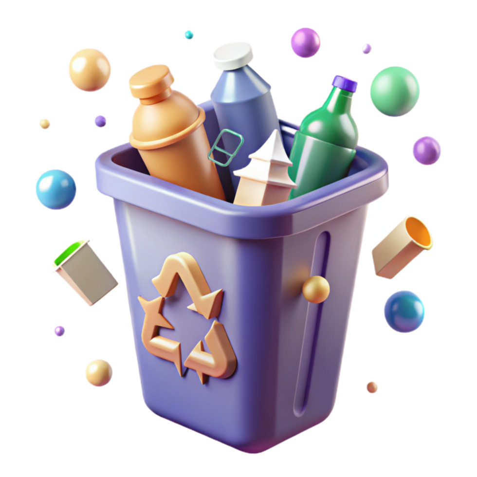 wonderful artistic Recycle Bin Overflowing with Plastic Transparent Background genuine png