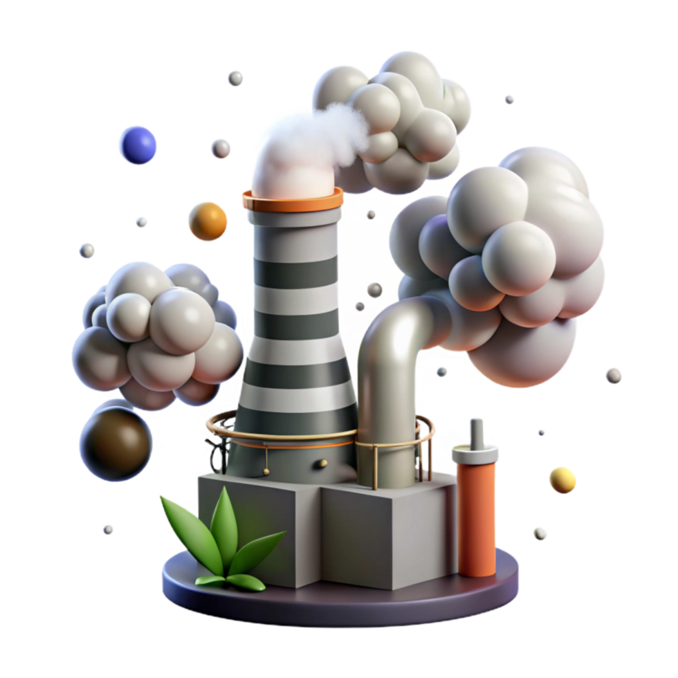 impressive vintage Industrial Smokestack Fumes Isolated with White and Gray Smoke genuine png