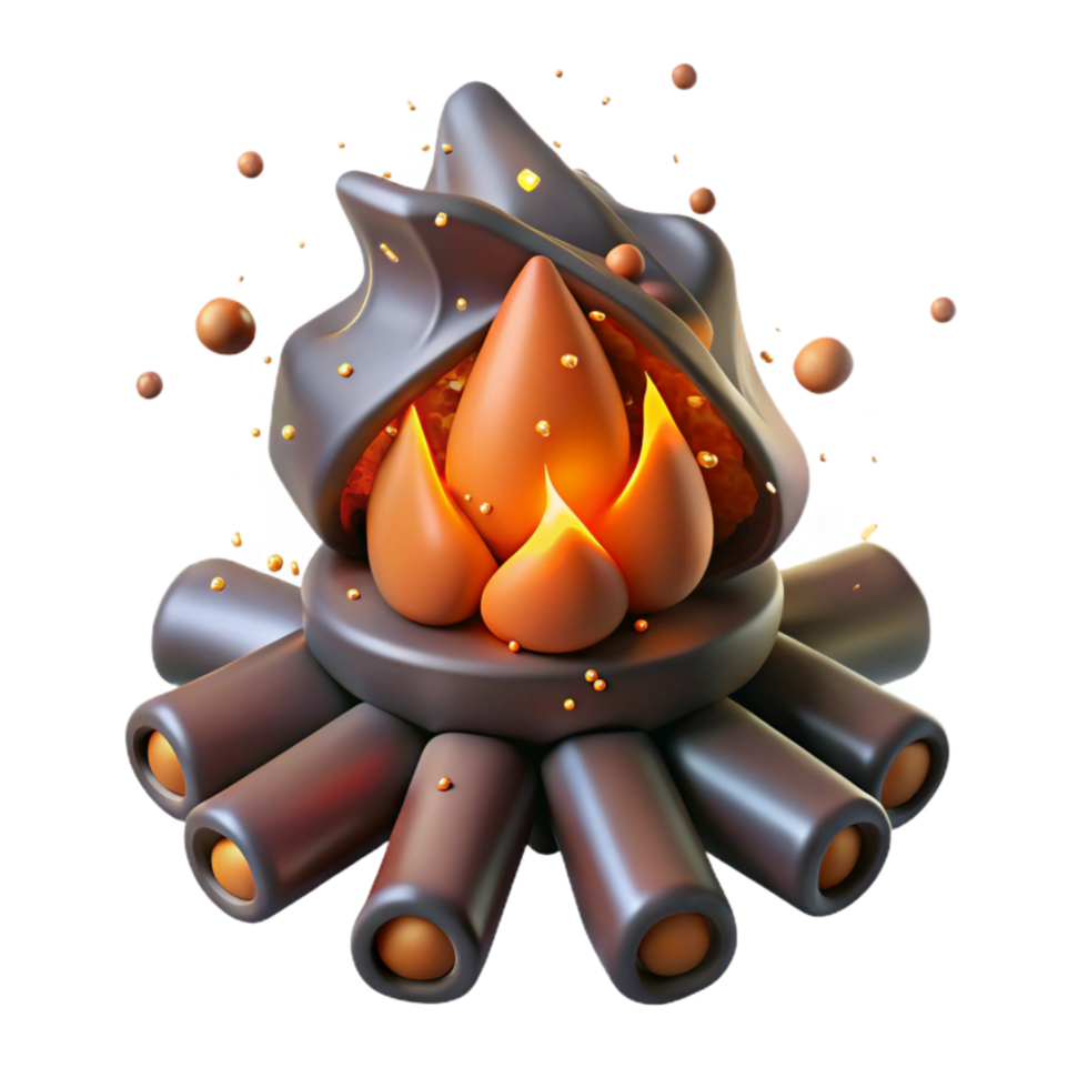 vibrant contemporary Poacher Campfire Embers Close Up Isolated premium png