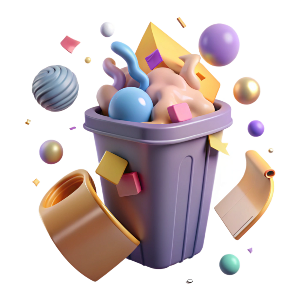 impressive traditional Recycle Bin Overflowing with Plastic Transparent Background detailed png