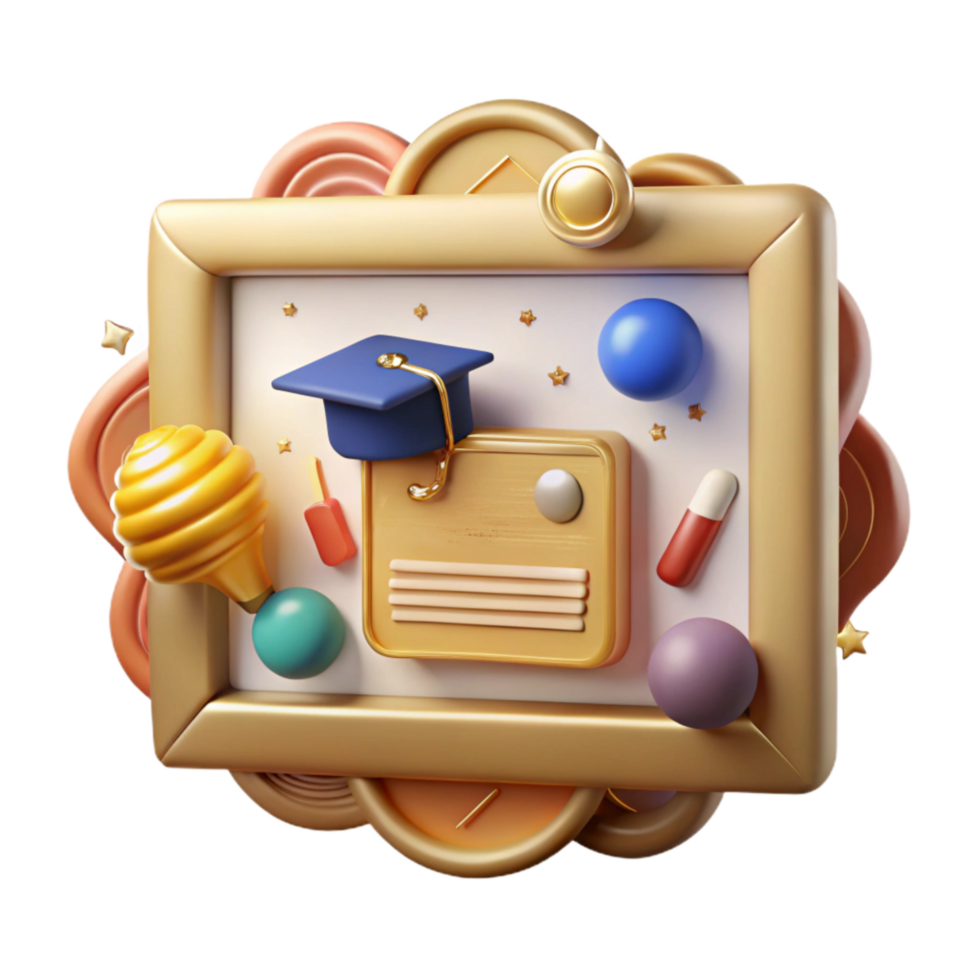 wonderful abstract Online Course Certificate Icon Gold Frame Cutout high quality png