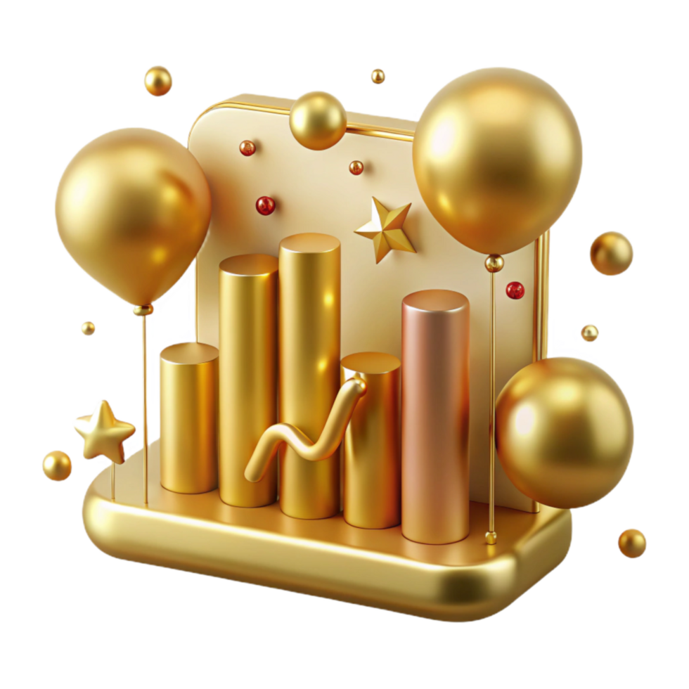elegant minimalist Gold Relative Strength Index Chart with Transparent Background png
