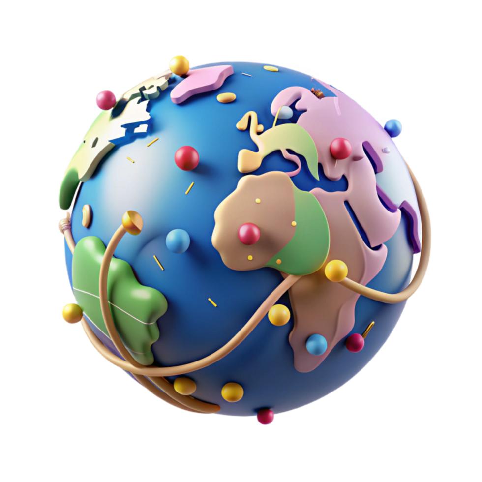 wonderful modern Globe with Migration Routes Isolated Element with Bright Colors high resolution png