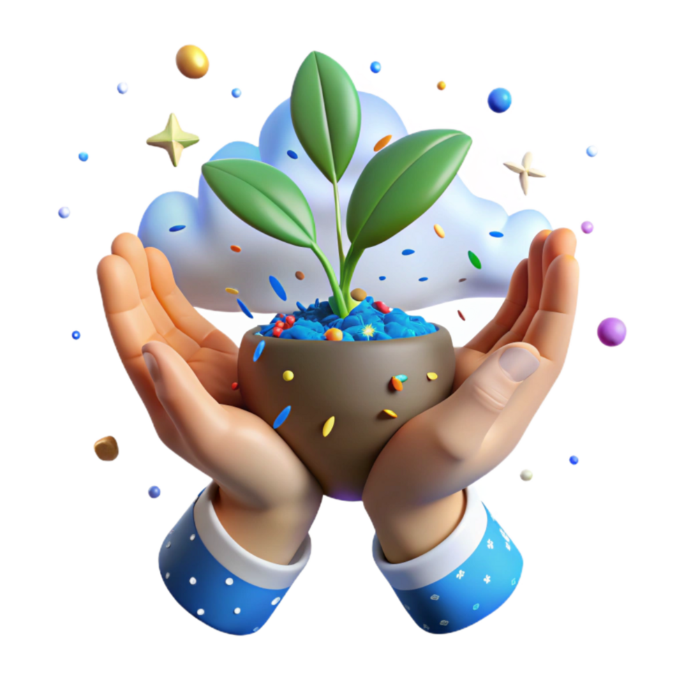 stunning contemporary Hands Holding Seedling Against Blue Sky Cutout high quality png