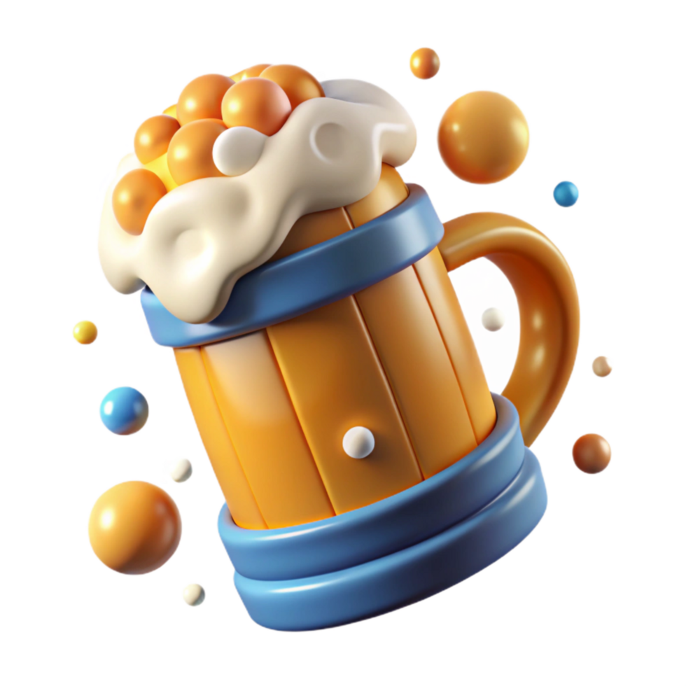 stunning artistic Oktoberfest Beer Stein Isolated Frothy Detail exclusive png