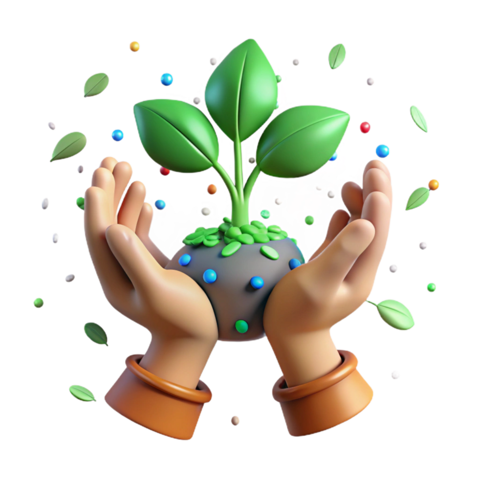 extraordinary rustic Hands Holding Sapling Green Leaves Transparent Background authentic png