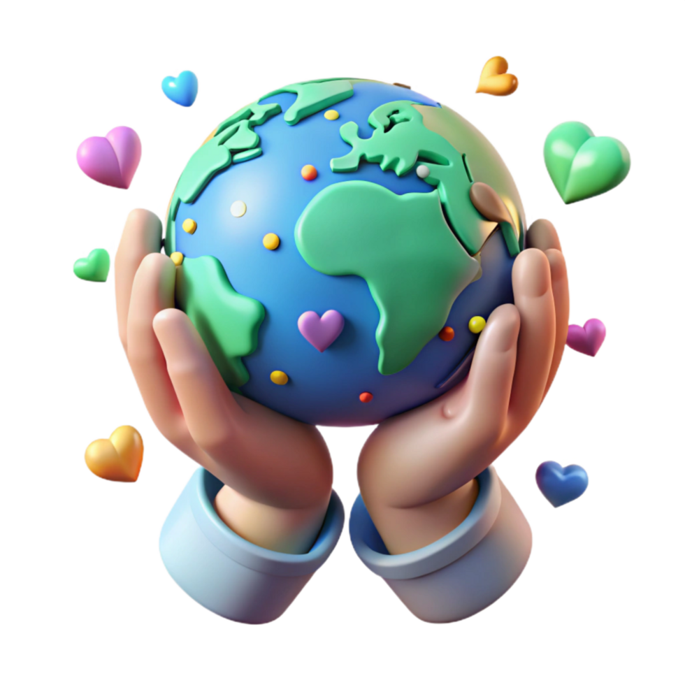 dramatic abstract Heart Shaped Hands Holding Globe Cutout authentic png