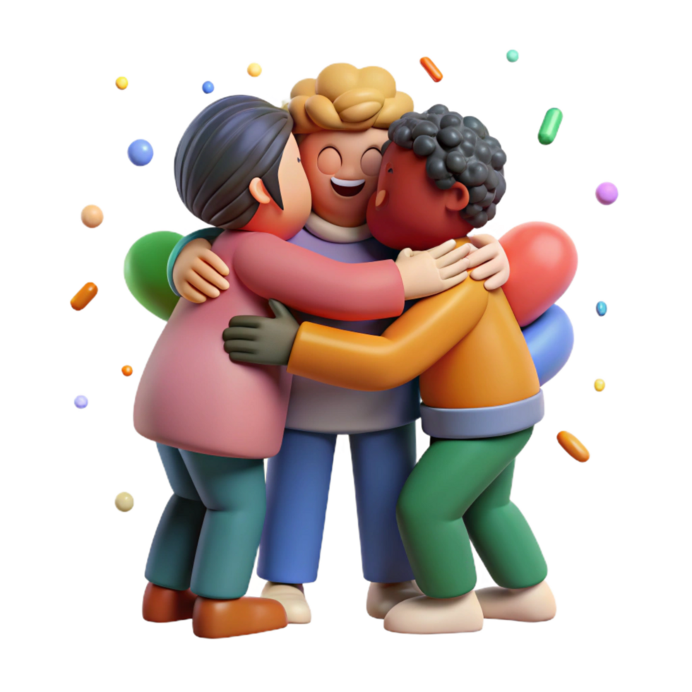 vibrant rustic Group Hugging After Disaster Transparent detailed png