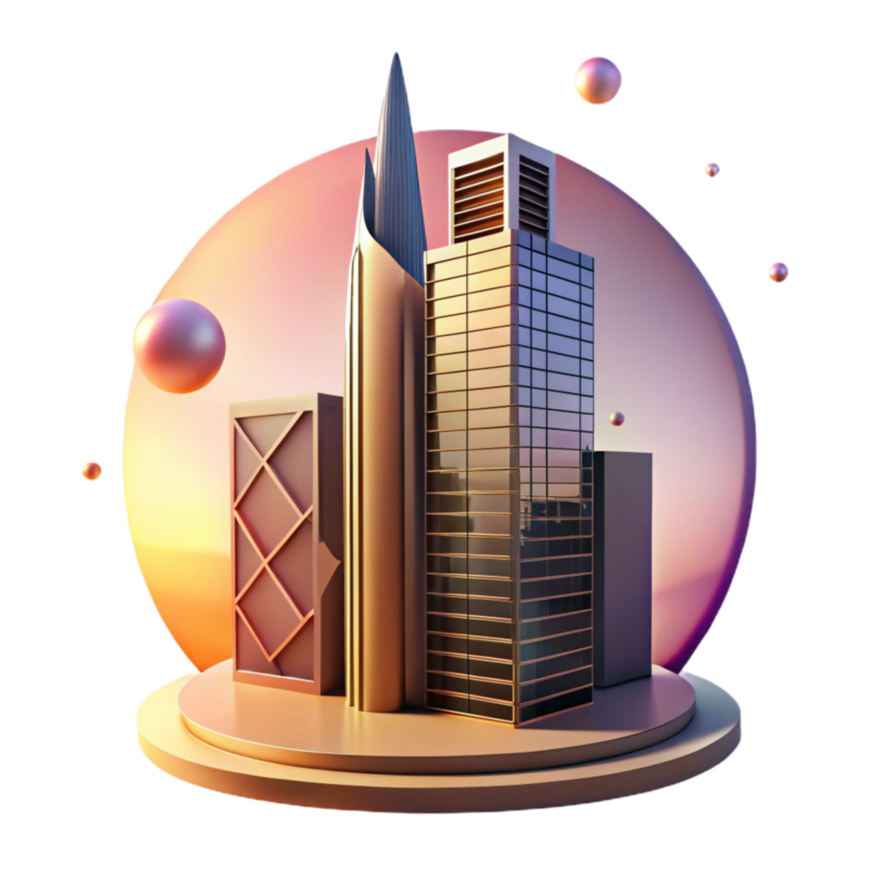 vibrant creative Modern Skyscraper Silhouette at Sunset Isolated high resolution png