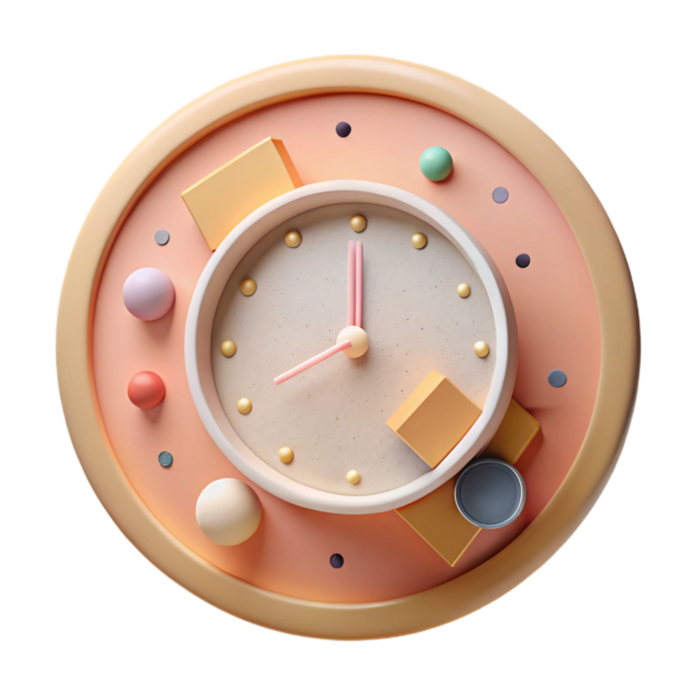 dramatic rustic Modern Clock Face Minimalist Design Isolated png