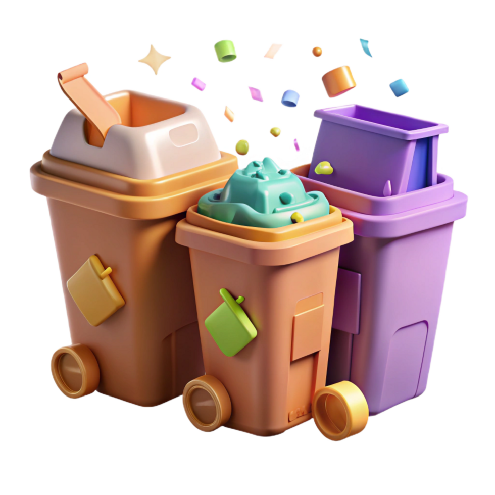 impressive artistic Recycling Bins for Different Materials Transparent Background professional png