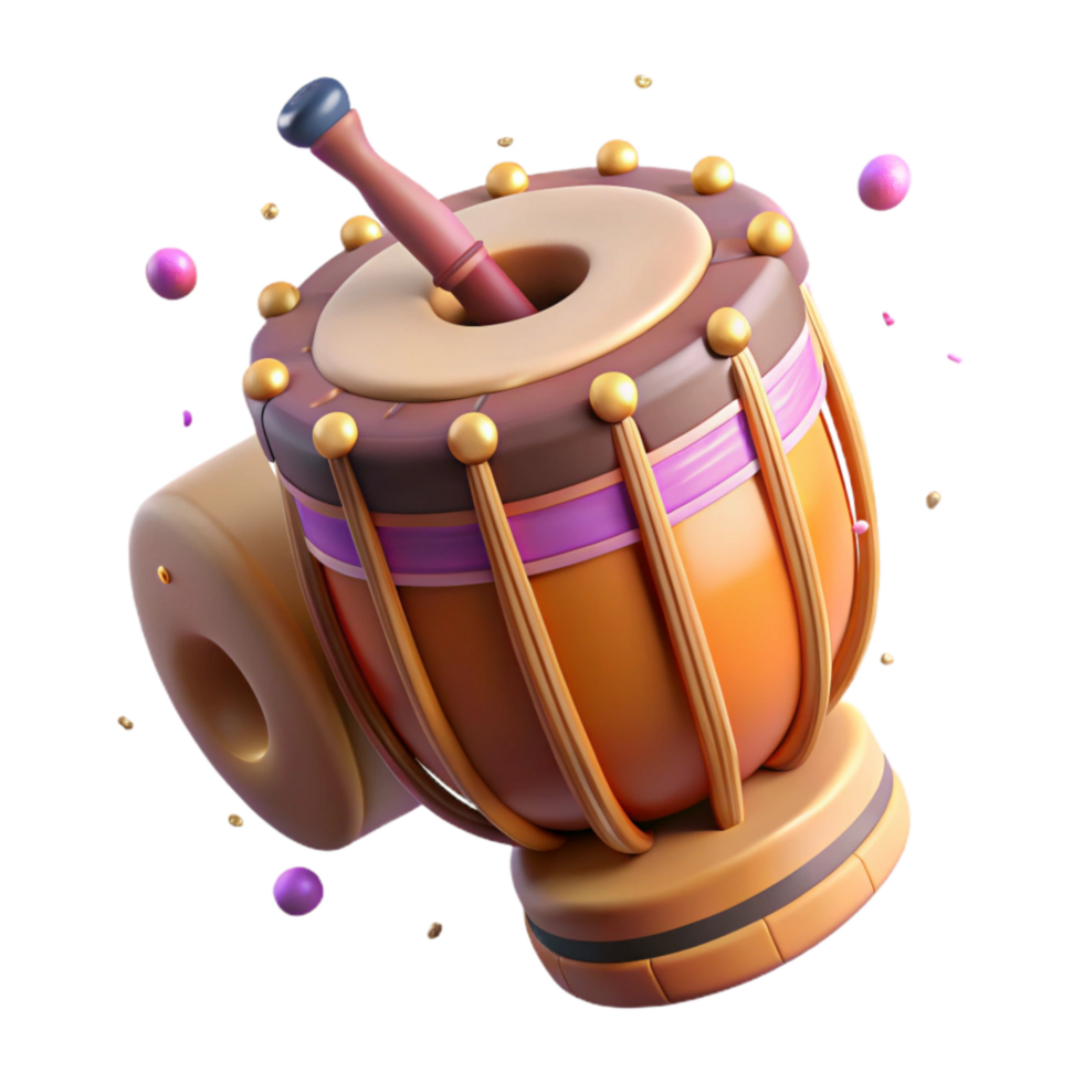 wonderful artistic Indian Tabla Drum with Hammer Isolated Element high resolution png