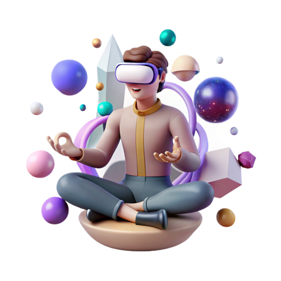 elegant abstract Man Meditating in Virtual Reality Isolated professional png