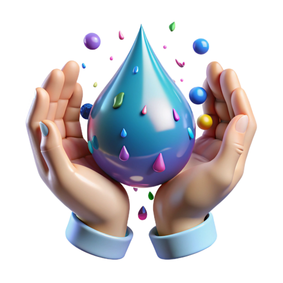 wonderful abstract Hands Holding Water Droplet Transparent Background exclusive png