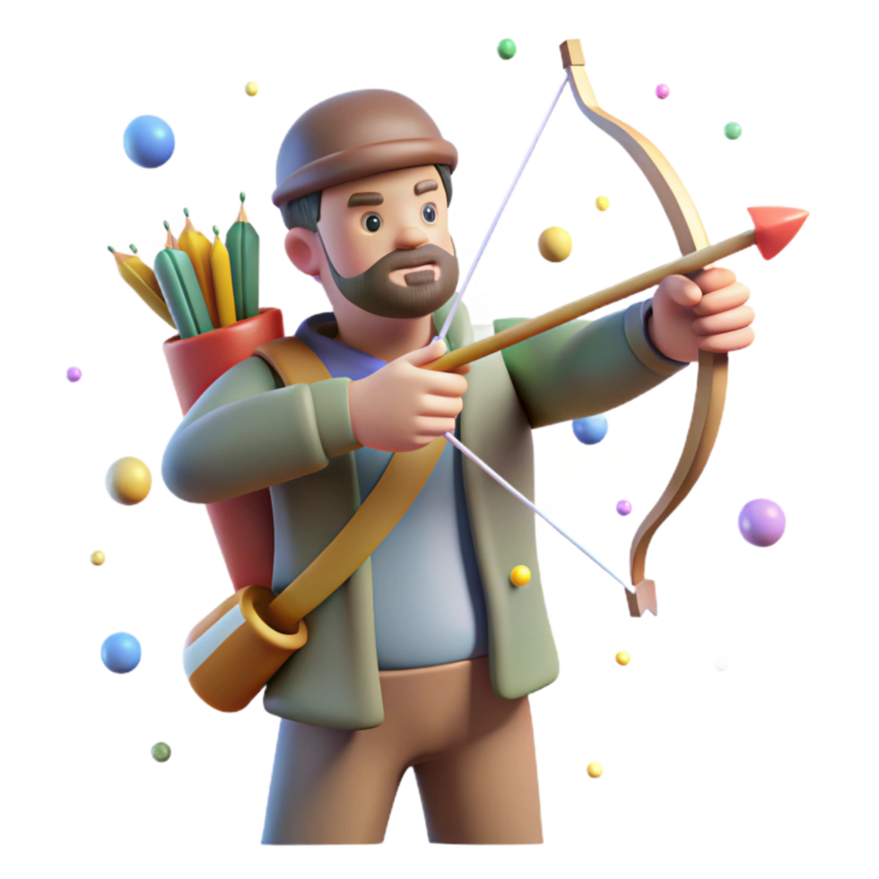 extraordinary traditional Hunter Preparing Bow and Arrow Transparent Element high quality png