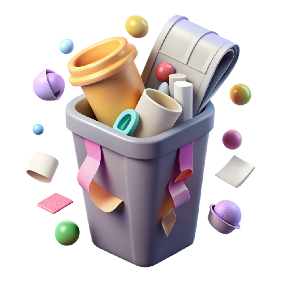 beautiful artistic Paper Recycling Bin Filled with Documents Cutout premium png