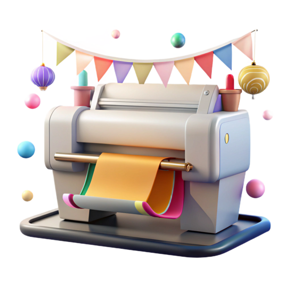 extraordinary minimalist Large Format Printer Front View with Banner Cutout original png