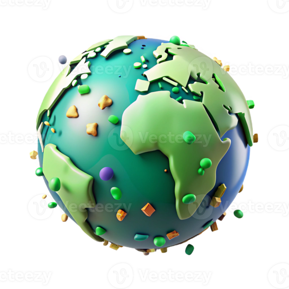 stunning minimalist Globe with Lush Green Continents Isolated premium png
