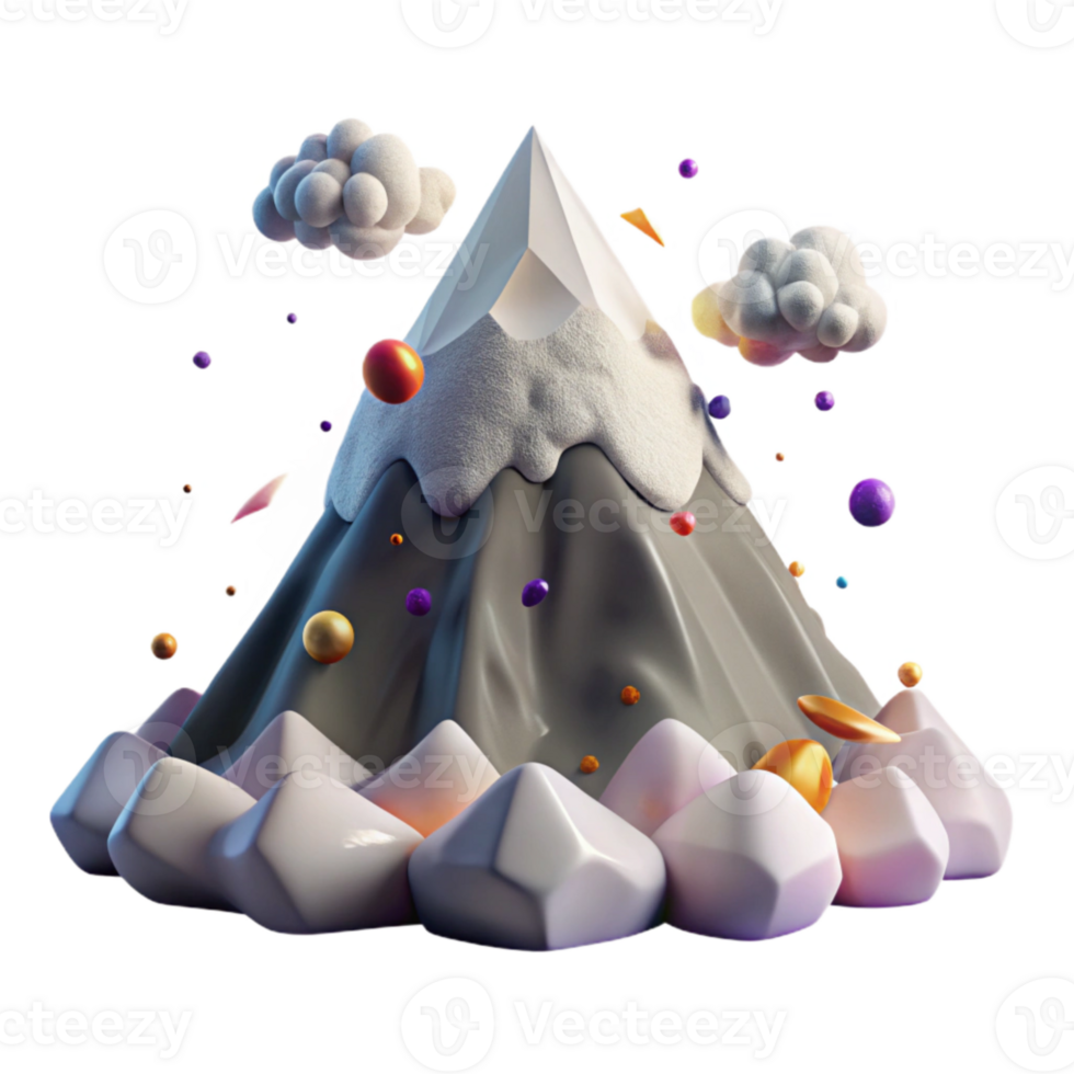 extraordinary abstract Mountain Peak with Snow Cap and Clouds Isolated with Dramatic Sky exclusive png