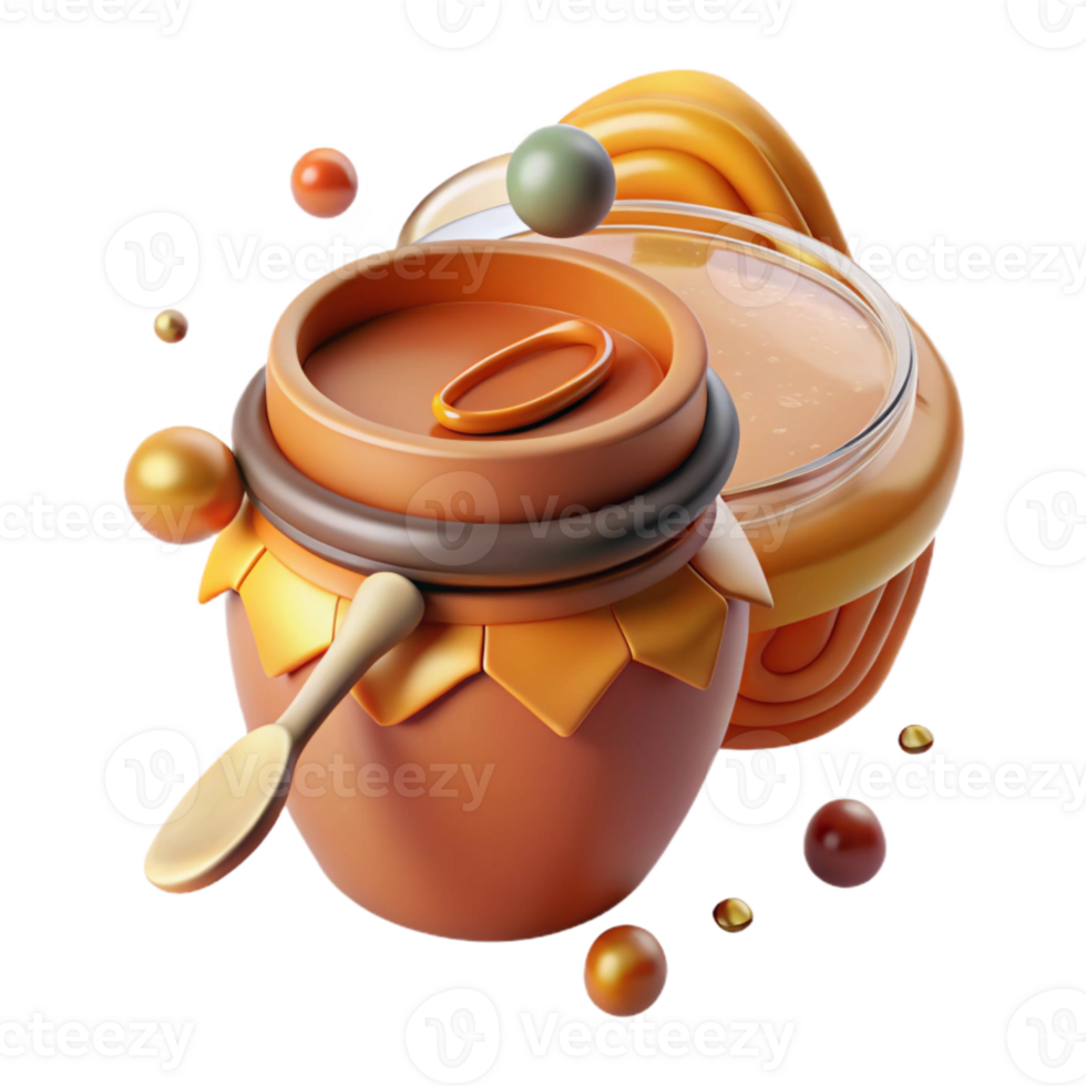 impressive creative Local Honey Jar with Dipper Top View Cutout detailed png