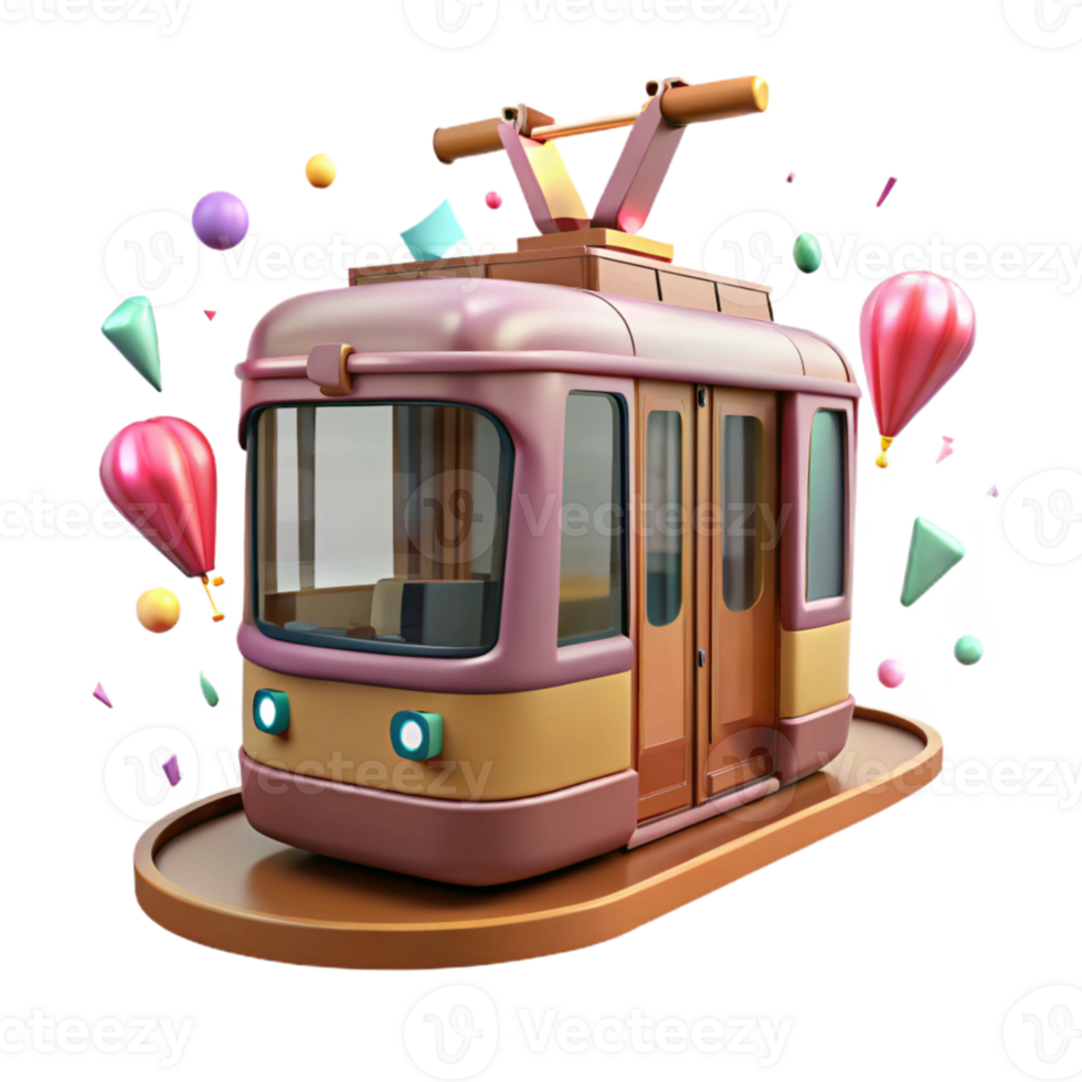 vibrant modern Modern Tram Front View Isolated detailed png